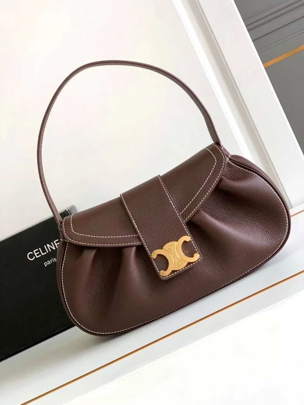 CELINE POLLY Medium Handbag in Soft Calfskin